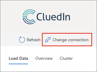 The task pane header with the Change connection option highlighted next to Refresh